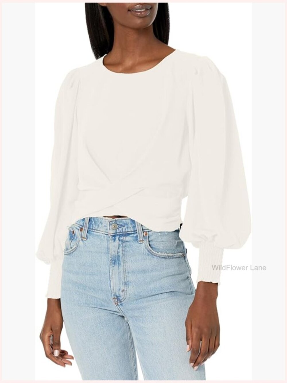 Women's Woven Tunic Top Long Sleeve Round Neck Pullover Blouse